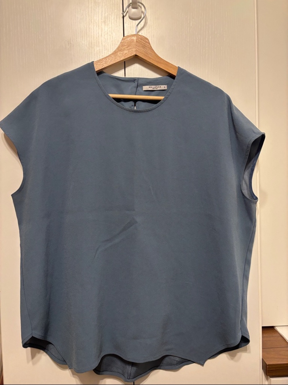 MM.LaFleur Slate Blue Cap-Sleeve Blouse
